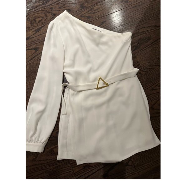 AMANDA UPRICHARD Revolve Santos Romper White One Shoulder Mini Skort Shorts - Picture 1 of 2